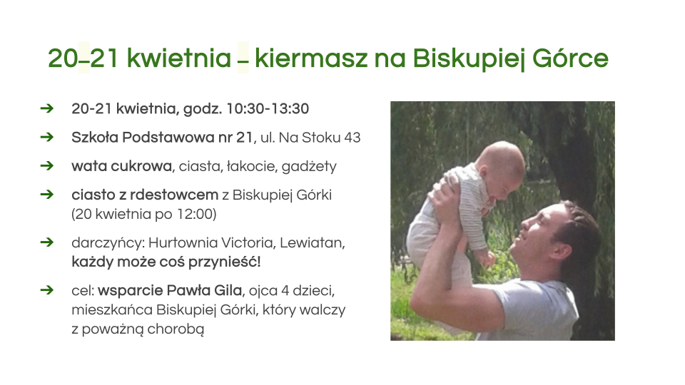 20–21 kwietnia – kiermasz na Biskupiej Górce i ciasto z rdestowcem japońskim